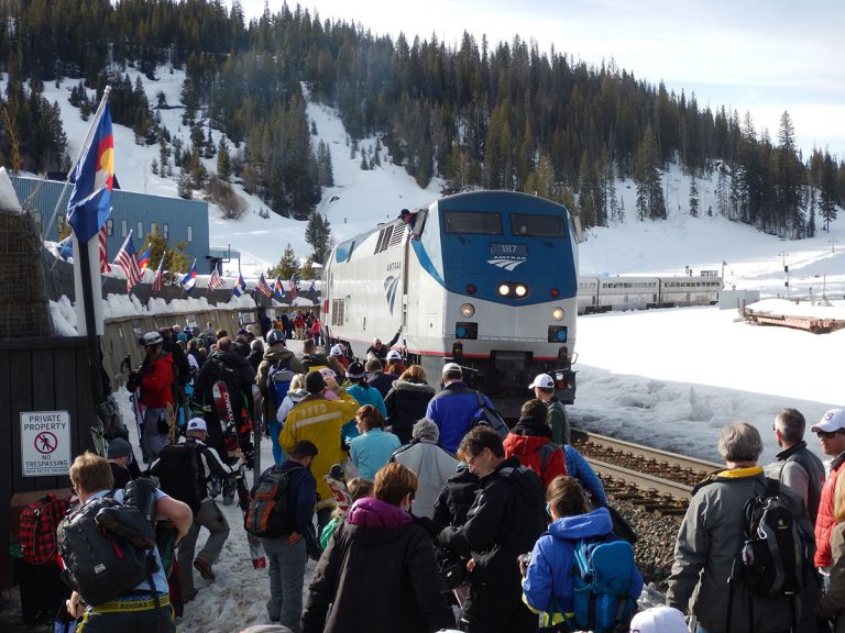 Amtrak train at Winter Park, Colorado