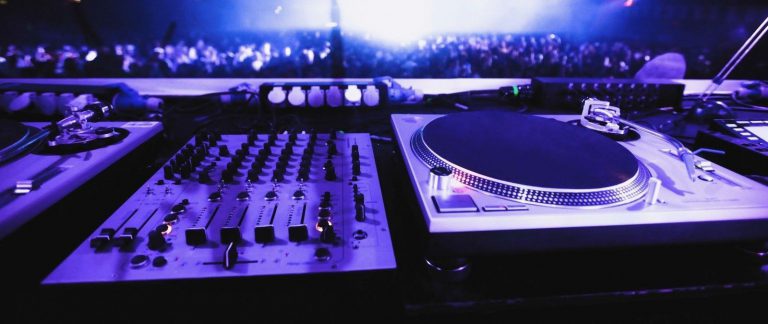 Music sound board at a concert