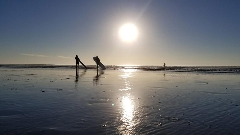 Surfers at the beach near San Francisco