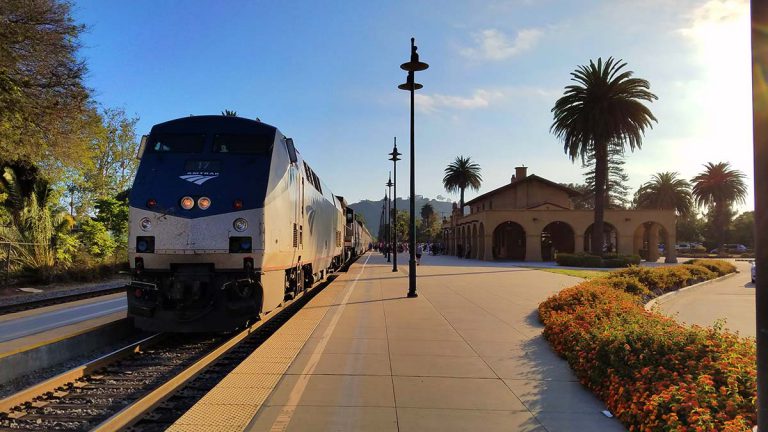 Amtrak train at Santa Barbara