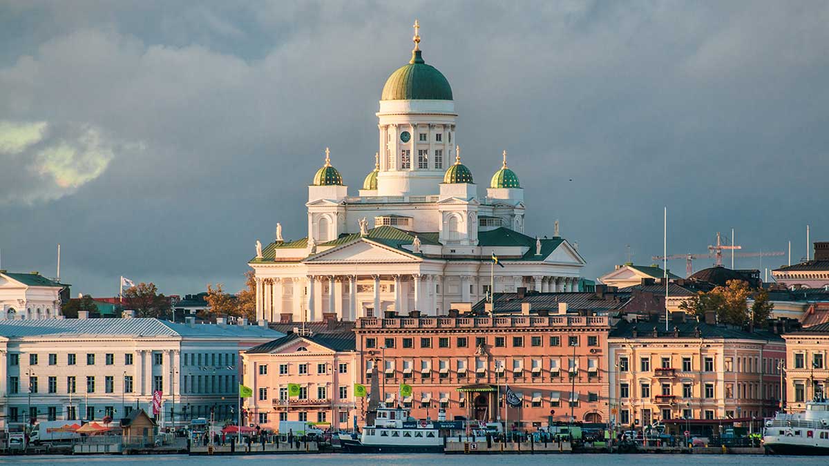 Helsinki Cathedral in Autumn Sunset