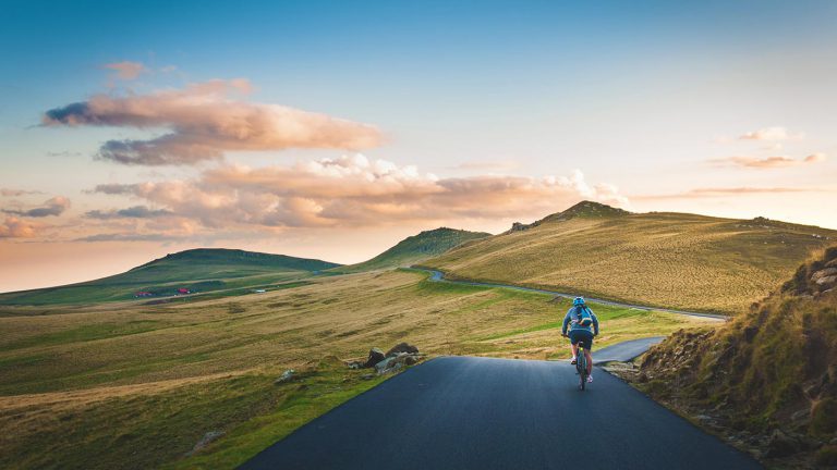 Biking through countryside