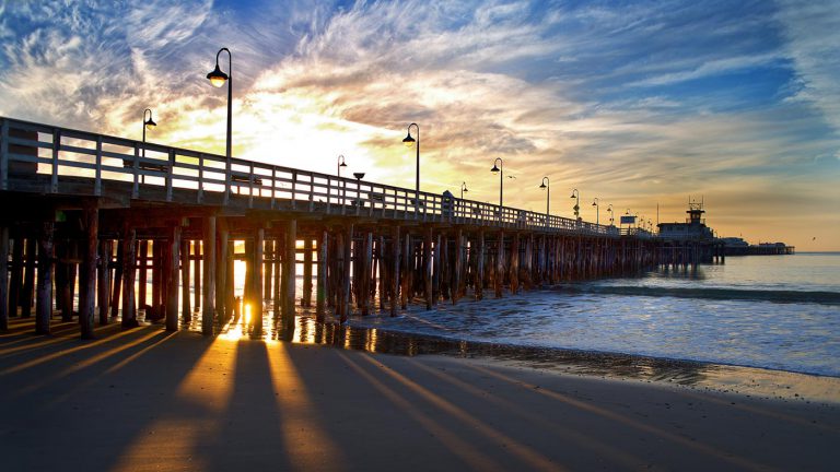 Santa Cruz pier during sunset.