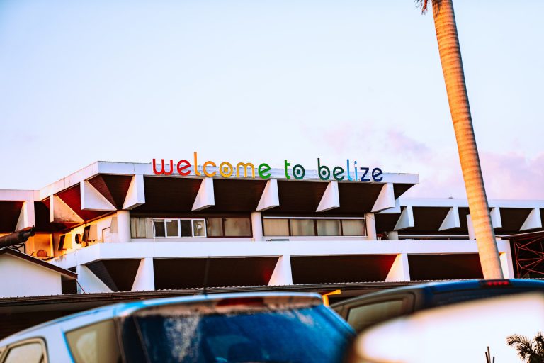 Colorful letters atop the airport in Belize