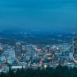 Portland skyline during the blue hour.